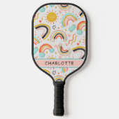 可愛ガーリーいお洒落レインボーハート名 ピックルボールラケット (裏面)