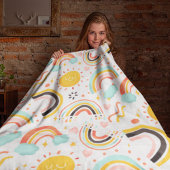 可愛ガーリーいお洒落レインボーハート名 フリースブランケット