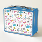可愛ガーリーいかわいらし虹のユニコーンカラフル模様 メタルランチボックス (裏面)