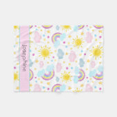 可愛ガーリーいカラフル虹のパターン名 フリースブランケット (正面(横))