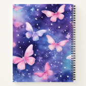 可愛ガーリーいカラフル蝶の模様（紫） ノートブック (裏面)