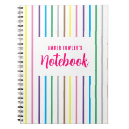 可愛ガーリーいストライプの子ども向けスパイラル ノートブック