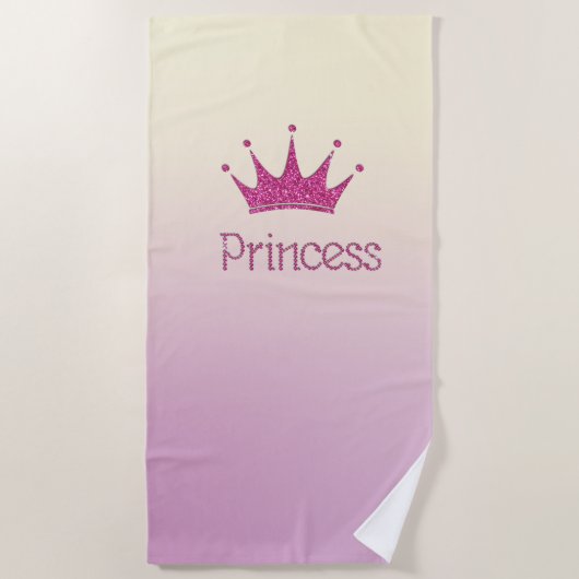 可愛ガーリーいティアラグラデーション,プリンセスパーソナライズされた. ビーチタオル (正面)