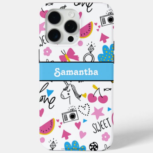 可愛ガーリーいトレンディーシンプルブルースタイリッシュパターン Case-Mate iPhoneケース (裏面)