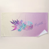 可愛ガーリーいパイナップルグラデーション,-パーソナライズされた ビーチタオル (正面)