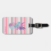 可愛ガーリーいパイナップルストライプズ ラゲッジタグ (正面横)