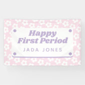 可愛ガーリーいパステルピンク花第1期パーティー 横断幕 (横)