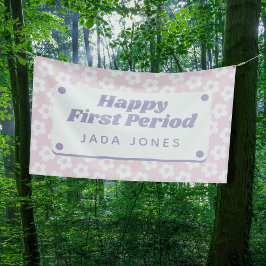 可愛ガーリーいパステルピンク花第1期パーティー 横断幕