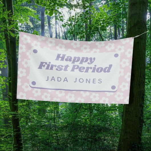 可愛ガーリーいパステルピンク花第1期パーティー 横断幕