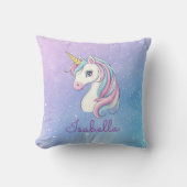 可愛ガーリーいパーソナライズされた魔法のユニコーン クッション (正面)