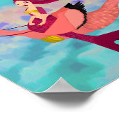 可愛ガーリーいパープルマーメイド&ピンクメルミンゴ ポスター (角)