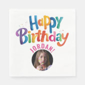 可愛ガーリーいピカラフルンク誕生日パーティーブラシ型 スタンダードランチョンナプキン (正面)