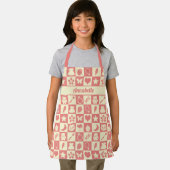 可愛ガーリーいピモダンンク市松模様にアイコンのパターン エプロン (インサイチュ)