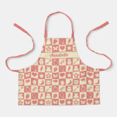 可愛ガーリーいピモダンンク市松模様にアイコンのパターン エプロン (正面)