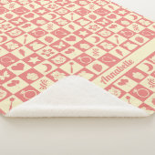 可愛ガーリーいピモダンンク市松模様にアイコンのパターン シェルパブランケット (3/4)