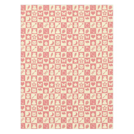 可愛ガーリーいピモダンンク市松模様にアイコンのパターン テーブルクロス