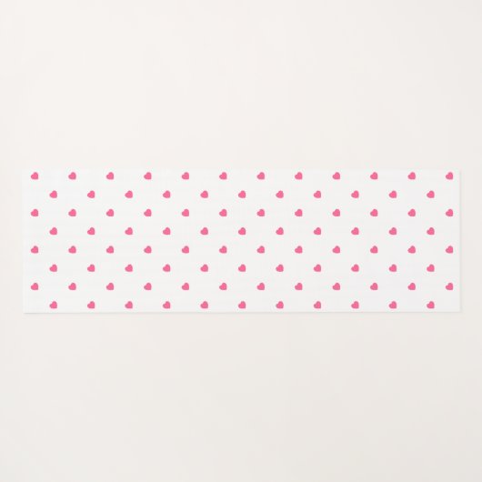 可愛ガーリーいピンクと白点々のあるハート ヨガマット (裏面(横))