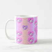 可愛ガーリーいピンクと紫のユニコーン&ハートマグカップ コーヒーマグカップ (左)