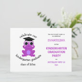 可愛ガーリーいピンクのカエル幼稚園卒業パーティー 招待状 (スタンド正面)