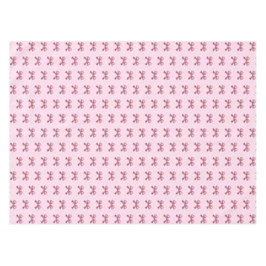 可愛ガーリーいピンクのサテンの美的な弓パターン テーブルクロス (正面(横))