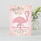 可愛ガーリーいピンクのフラミンゴパーティー 招待状 (スタンド正面)