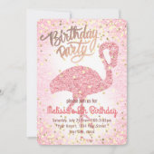 可愛ガーリーいピンクのフラミンゴパーティー 招待状 (正面)