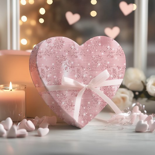 可愛ガーリーいピンクのローズ金ゴールドグリッター花柄 ラッピングペーパー