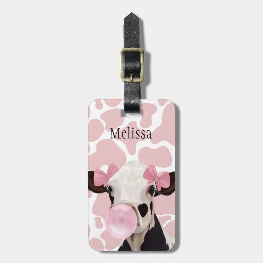可愛ガーリーいピンクの吹バブルガム ラゲッジタグ (正面縦)