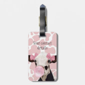 可愛ガーリーいピンクの吹バブルガム ラゲッジタグ (裏面縦)
