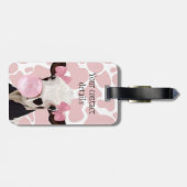 可愛ガーリーいピンクの吹バブルガム ラゲッジタグ (裏面横)
