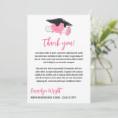 可愛ガーリーいピンクの弓フォト卒業 サンキューカード (スタンド正面)