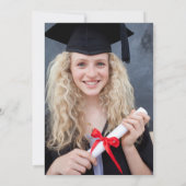 可愛ガーリーいピンクの弓フォト卒業 サンキューカード (裏面)