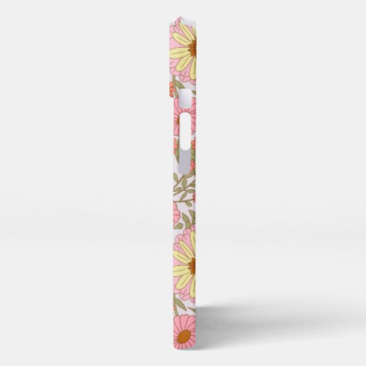 可愛ガーリーいピンクの花モノグラムの柄 iPhoneケース (左側面)