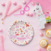 可愛ガーリーいピンクベビー恐竜子供の誕生日 ペーパープレート (パーティー)