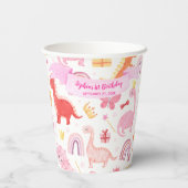 可愛ガーリーいピンクベビー恐竜子供の誕生日 紙コップ (裏面)