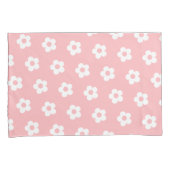 可愛ガーリーいピンク白デイジー花柄 枕カバー (正面右)