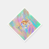 可愛ガーリーいピンク紫の青い森の動物パーティー スタンダードカクテルナプキン (角)