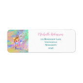 可愛ガーリーいピンク紫の青い森の動物パーティー ラベル (正面)