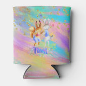 可愛ガーリーいピンク紫の青い森の動物パーティー 缶クーラー (正面)