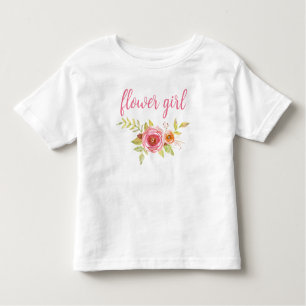 可愛ガーリーいピンク結婚の脚本花の女の子 トドラーTシャツ