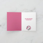 可愛ガーリーいピンク色のグレーバレーボール誕生日 カード (内部)