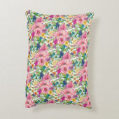 可愛ガーリーいピンク色のブルーの水色フローラ アクセントクッション (裏面(縦))