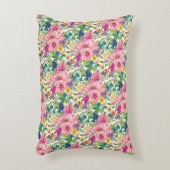 可愛ガーリーいピンク色のブルーの水色フローラ アクセントクッション (正面(垂直))