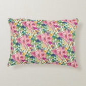 可愛ガーリーいピンク色のブルーの水色フローラ アクセントクッション (裏面)