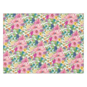 可愛ガーリーいピンク色のブルーの水色フローラ テーブルクロス (正面(横))