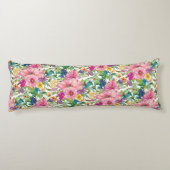 可愛ガーリーいピンク色のブルーの水色フローラ ボディピロー (裏面)