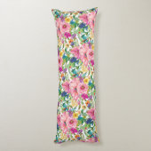 可愛ガーリーいピンク色のブルーの水色フローラ ボディピロー (裏面 (縦))