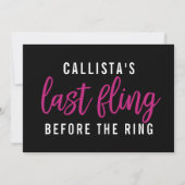 可愛ガーリーいピンク色の黒バチェロレッテの旅程 招待状 (裏面)