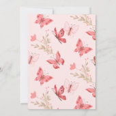 可愛ガーリーいピンク蝶の赤ちゃんシャワー 招待状 (裏面)