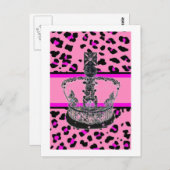 可愛ガーリーいファッショニスタホットヒョウ柄 ポストカード (正面/裏面)